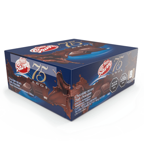 SAVOY® 75 Aniversario Dark Chocolate Oscuro (Edición Aniversario) Display 16 Unidades de 25 g