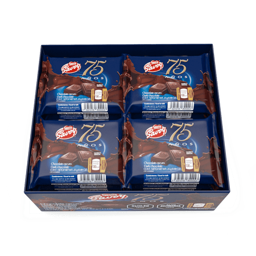 SAVOY® 75 Aniversario Dark Chocolate Oscuro (Edición Aniversario) Display 16 Unidades de 25 g