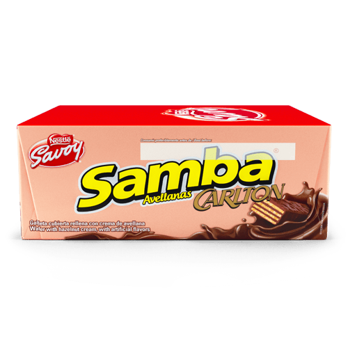 SAMBA® Wafer con Relleno Sabor a Avellanas Cubierto de Chocolate Display 20 Unidades de 32 g
