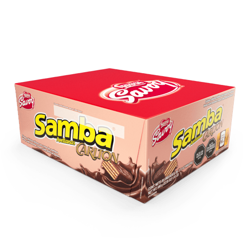 SAMBA® Wafer con Relleno Sabor a Avellanas Cubierto de Chocolate Display 20 Unidades de 32 g