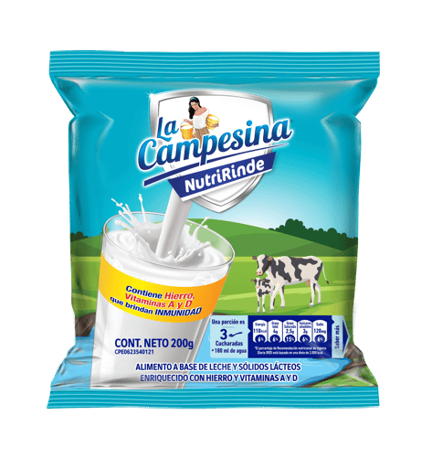 LA CAMPESINA® NutriRinde Alimento a base de leche y sólidos lácteos enriquecido 200g