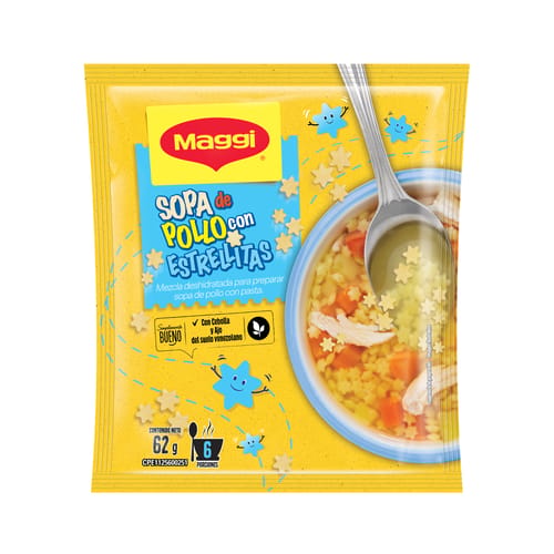 MAGGI Sopa de Pollo con Estrellitas Display de 12 Unidades de 62g