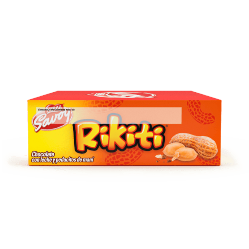 RIKITI® Chocolate con Leche y Pedacitos de Maní Display 12 Unidades de 30 g