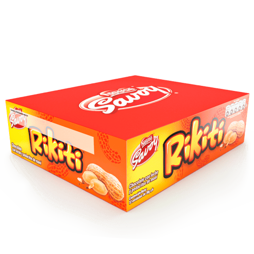 RIKITI® Chocolate con Leche y Pedacitos de Maní Display 12 Unidades de 30 g