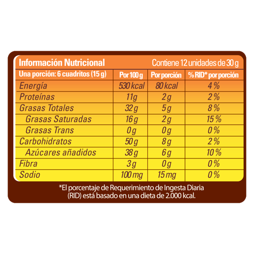 RIKITI® Chocolate con Leche y Pedacitos de Maní Display 12 Unidades de 30 g