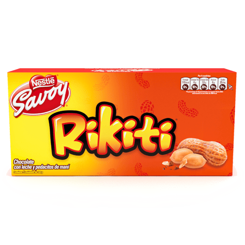 RIKITI® Chocolate con Leche y Pedacitos de Maní Display 5 Unidades de 130 g