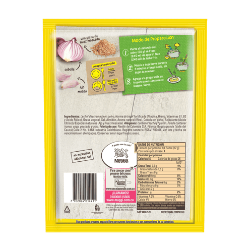 MAGGI® Base para Salsa Bechamel Bulto 24 Unidades de 50 g 